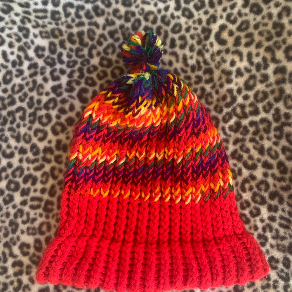 Colorful Knit Beanie with Pom-Pom for Kids
